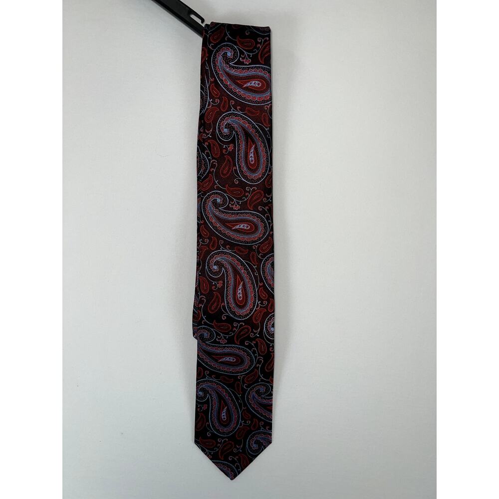 Zianetti 100% Silk Neck Tie Red/Black/Blue Paisley